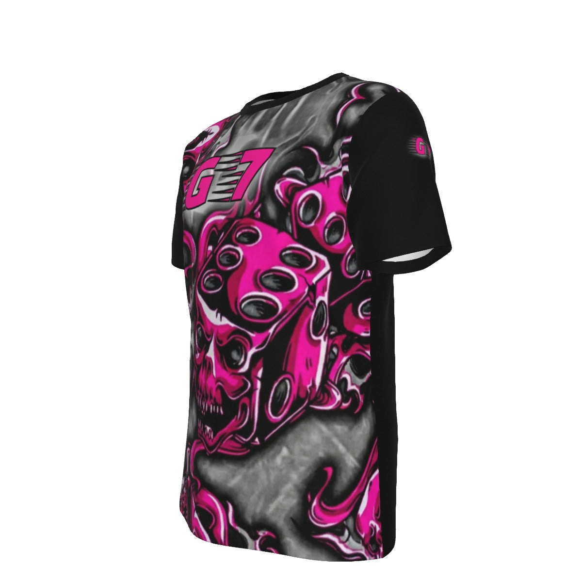 GMOB G7 Roll The Dice Men's O-Neck T-Shirt Cotton (Black/Pink/Grey) Yoycol