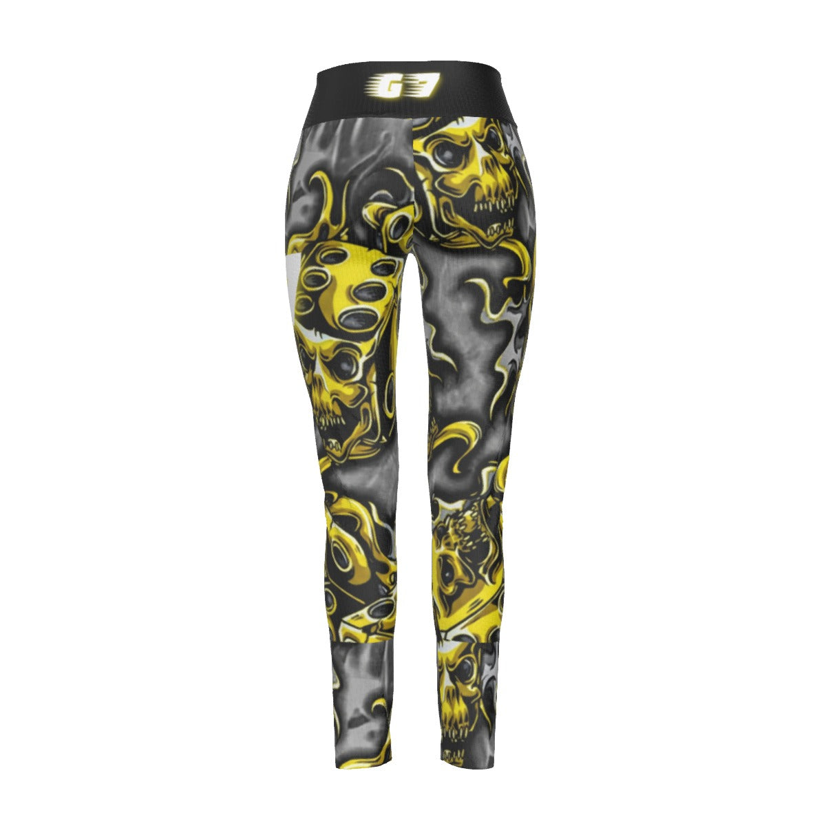 GMOB G7 Women's High Waist Leggings Side Stitch Closure (Yellow/Grey/Black) Yoycol