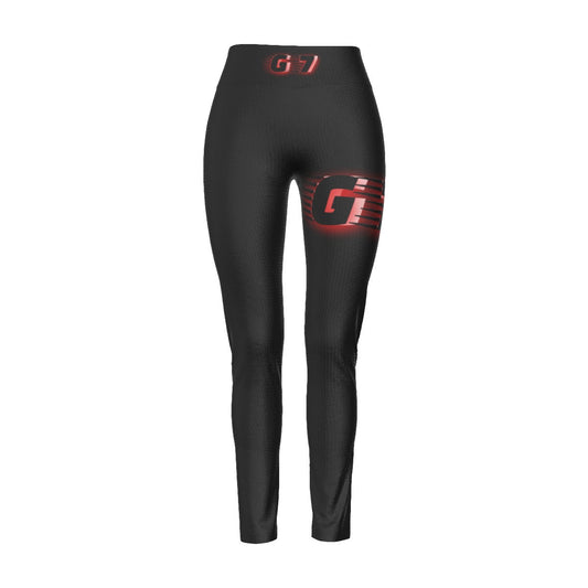GMOB G7 Women's High Waist Leggings Side Stitch Closure (Black/Red/White) Yoycol