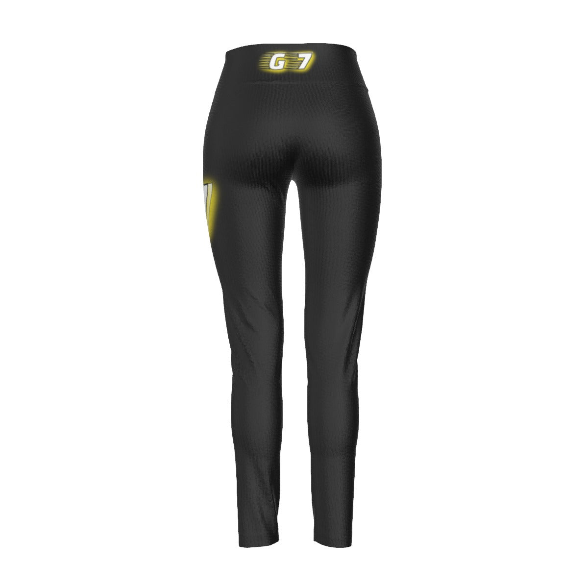 GMOB G7 Women's High Waist Leggings Side Stitch Closure (Black/Yellow/White) Yoycol