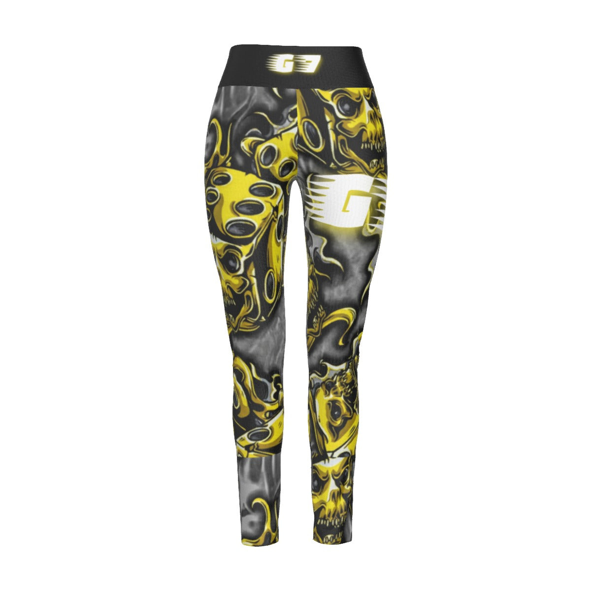 GMOB G7 Women's High Waist Leggings Side Stitch Closure (Yellow/Grey/Black) Yoycol