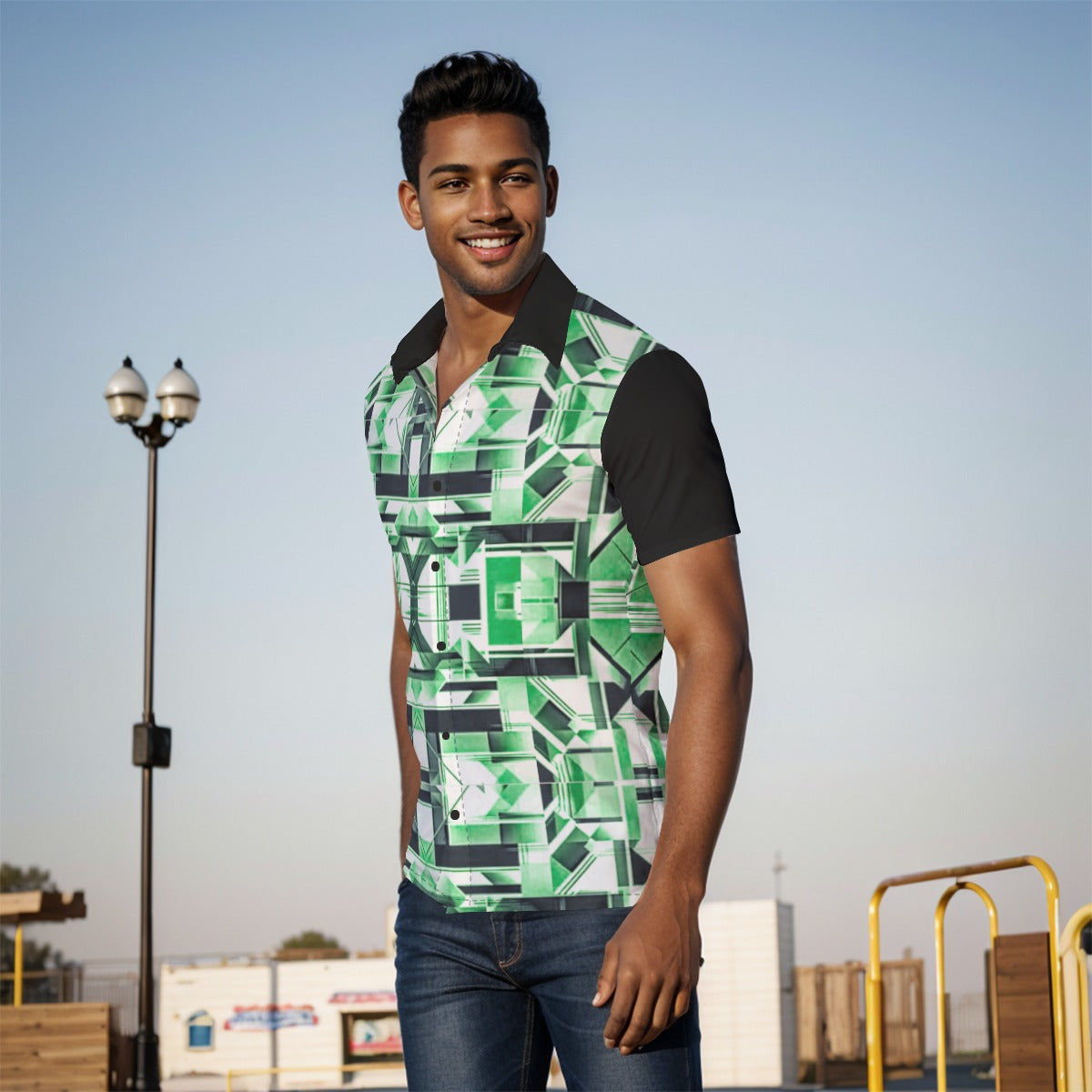 G.M.O.B. (Green/Black/White) Men's Shirt Yoycol