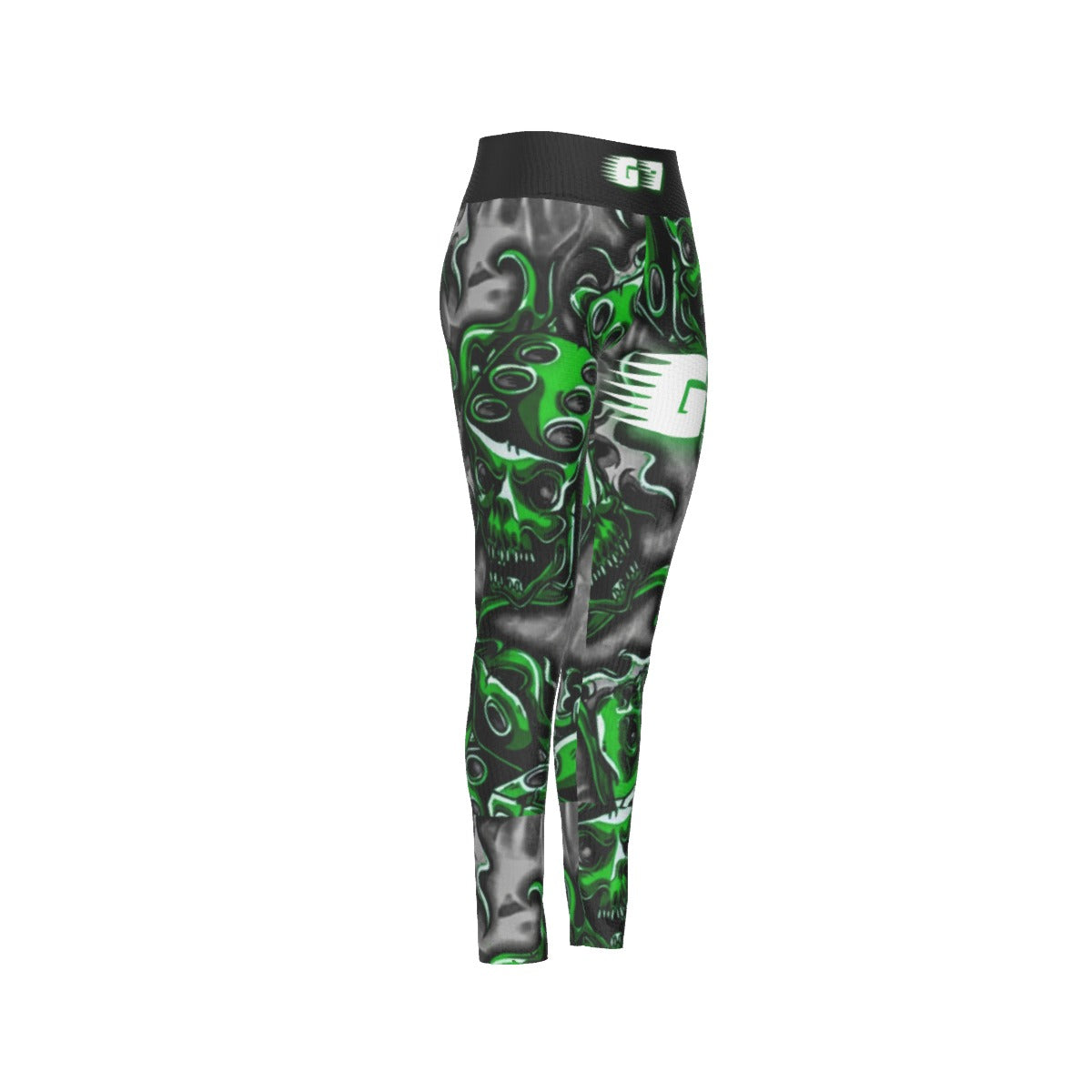 GMOB G7 Women's High Waist Leggings Side Stitch Closure (Green/Black/Grey) Yoycol