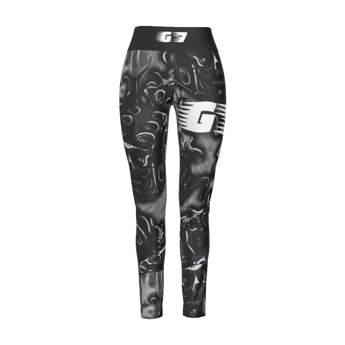 GMOB G7 Women's High Waist Leggings Side Stitch Closure (Black/Grey/White) Yoycol