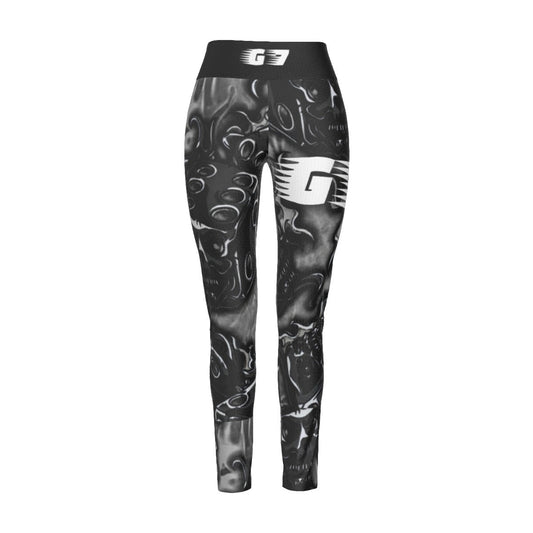GMOB G7 Women's High Waist Leggings Side Stitch Closure (Black/Grey/White) Yoycol