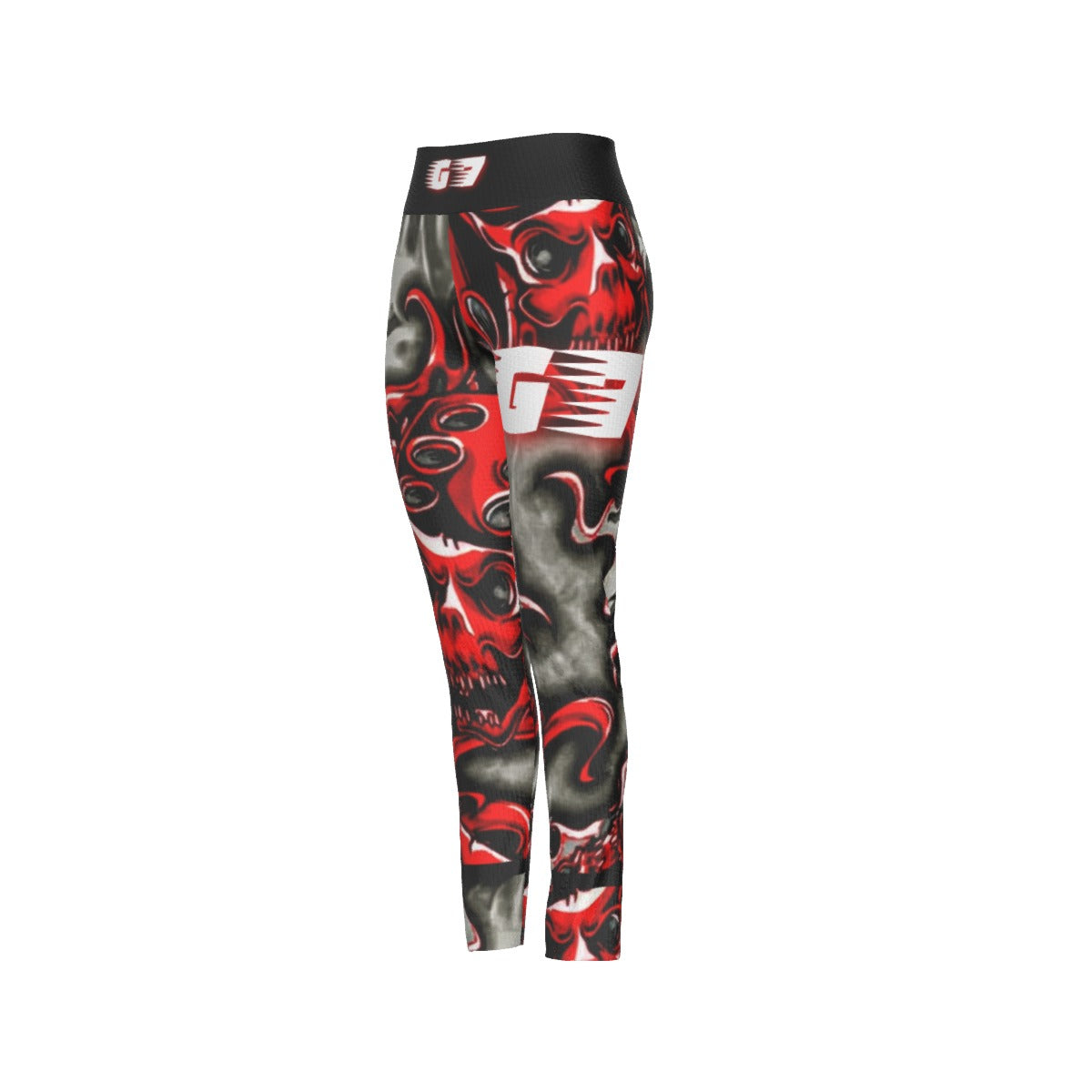 GMOB G7 Women's High Waist Leggings Side Stitch Closure (Red/Grey/Black) Yoycol