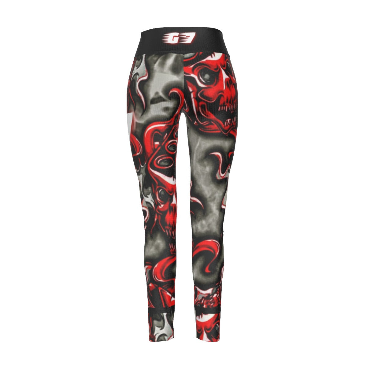 GMOB G7 Women's High Waist Leggings Side Stitch Closure (Red/Grey/Black) Yoycol