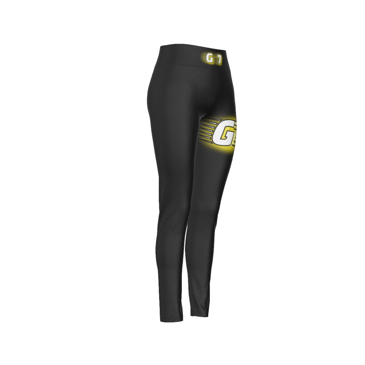 GMOB G7 Women's High Waist Leggings Side Stitch Closure (Black/Yellow/White) Yoycol
