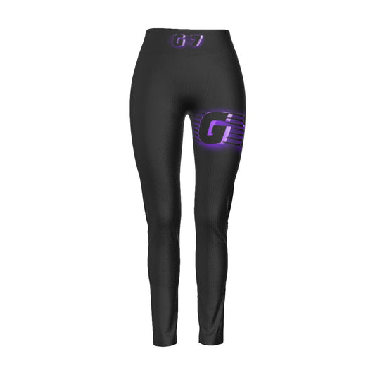 GMOB G7  Women's High Waist Leggings Side Stitch Closure (Black/Purple/White) Yoycol