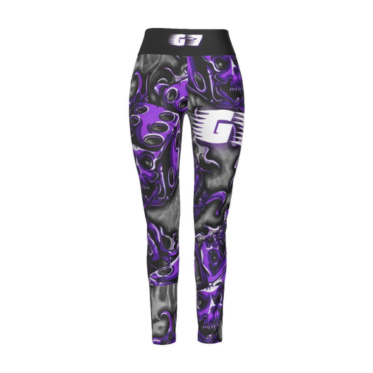 GMOB G7 Women's High Waist Leggings Side Stitch Closure (Purple/Grey/Black) Yoycol