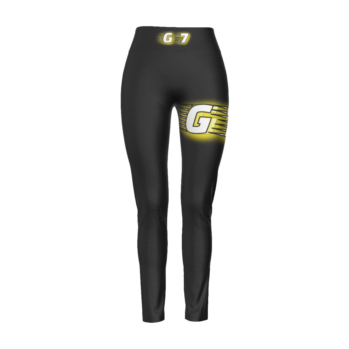 GMOB G7 Women's High Waist Leggings Side Stitch Closure (Black/Yellow/White) Yoycol