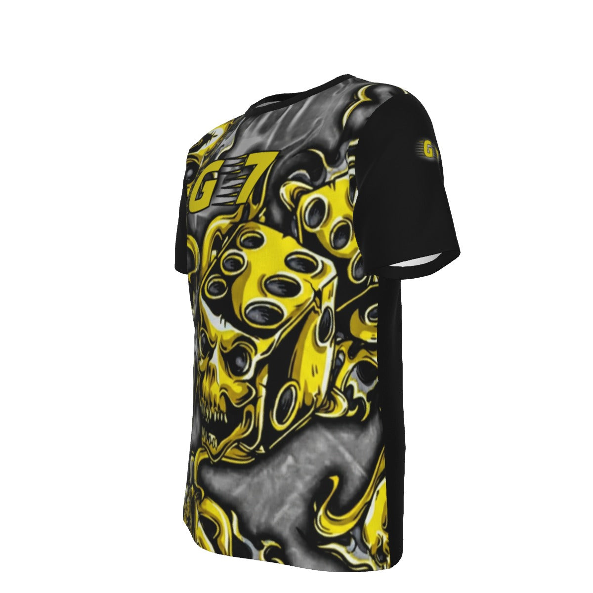 GMOB G7 Roll The Dice Men's O-Neck Cotton T-Shirt (Black/Yellow/Grey) Yoycol