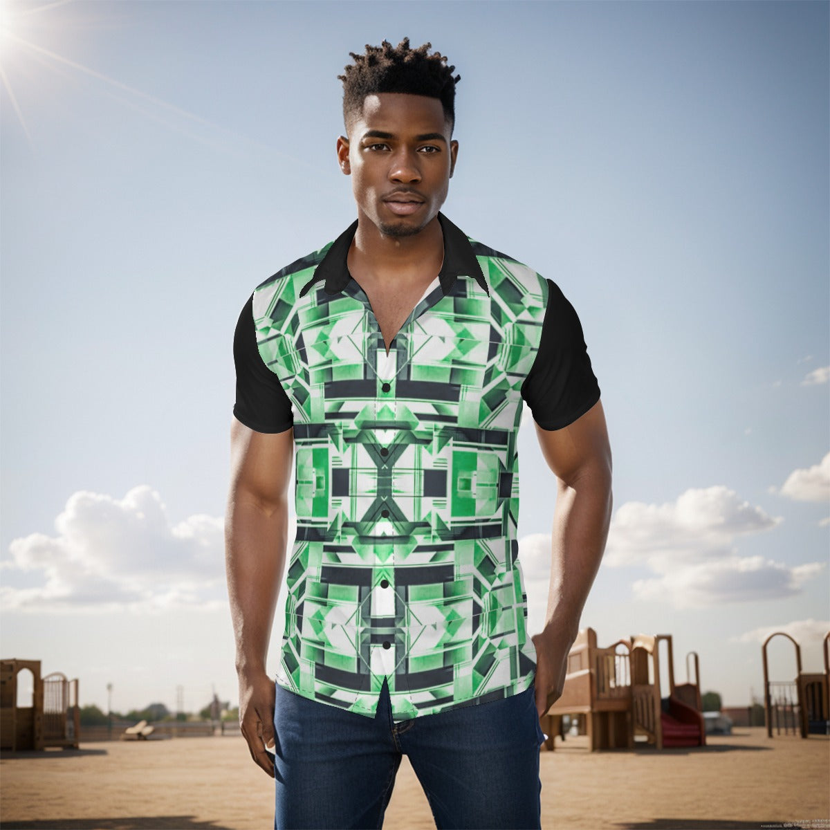 G.M.O.B. (Green/Black/White) Men's Shirt Yoycol