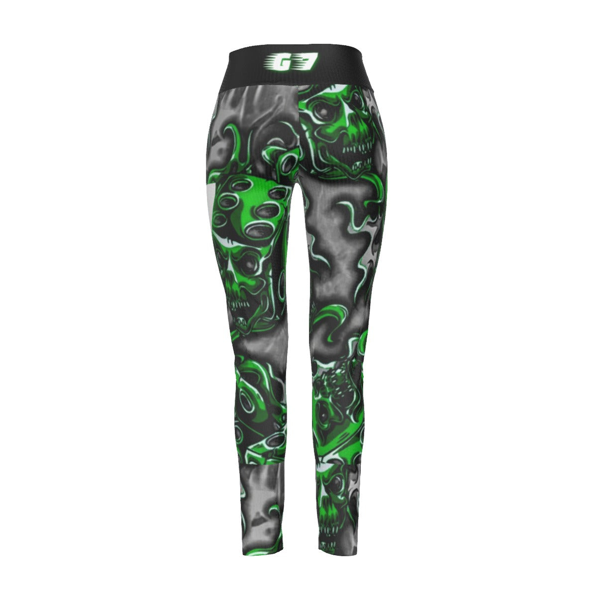 GMOB G7 Women's High Waist Leggings Side Stitch Closure (Green/Black/Grey) Yoycol