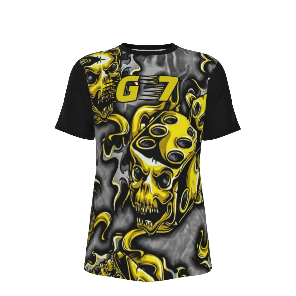 GMOB G7 Roll The Dice Men's O-Neck Cotton T-Shirt (Black/Yellow/Grey) Yoycol