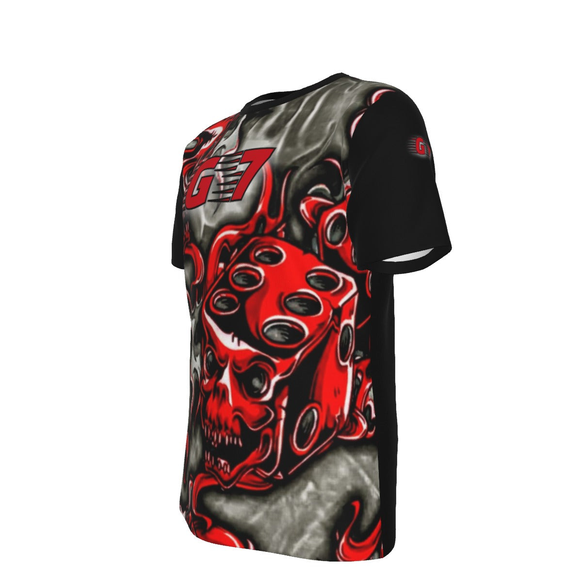 GMOB G7 Roll The Dice Men's O-Neck Cotton T-Shirt (Black/Red/Grey) Yoycol