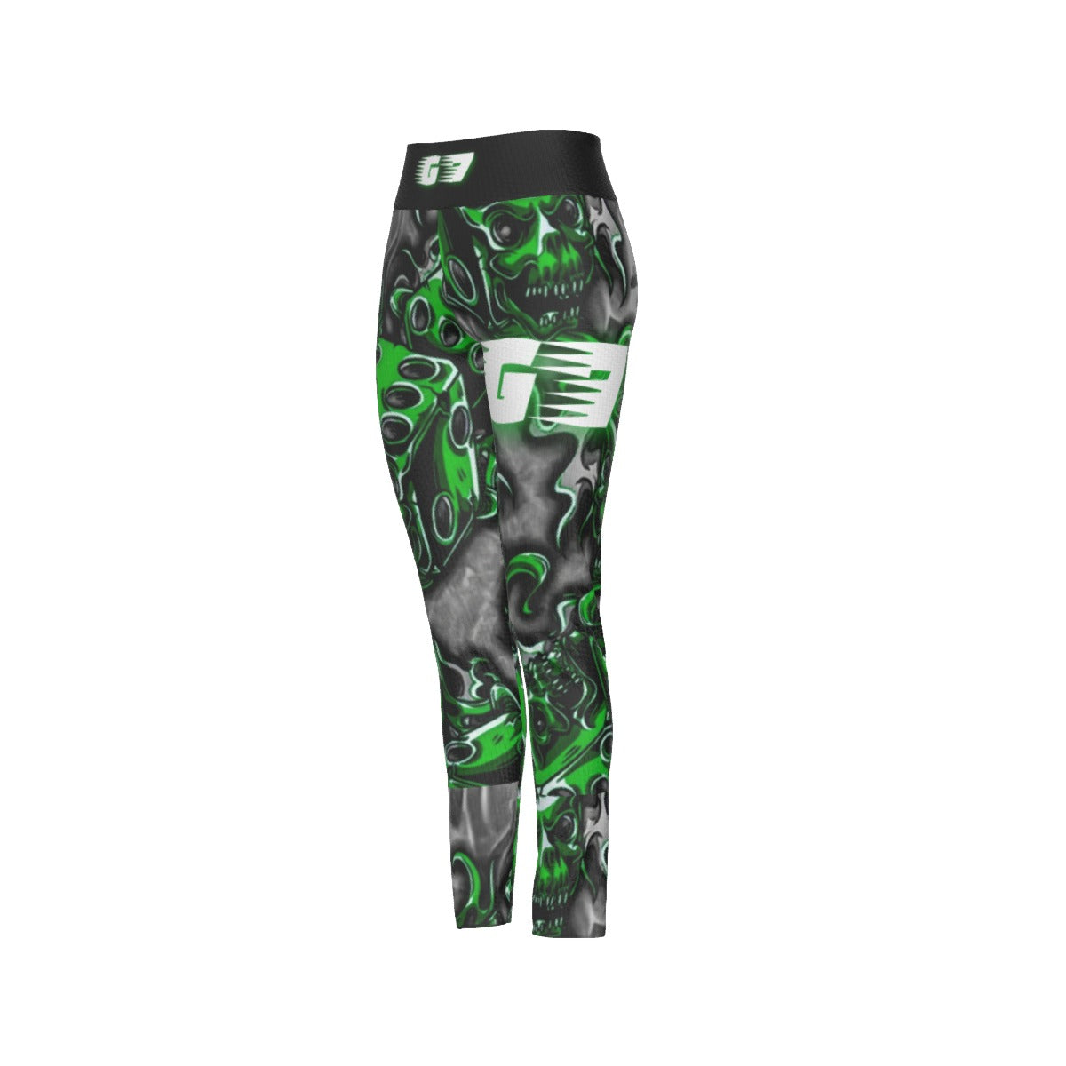 GMOB G7 Women's High Waist Leggings Side Stitch Closure (Green/Black/Grey) Yoycol