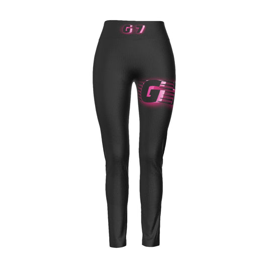 GMOB G7  Women's High Waist Leggings Side Stitch Closure (Black/Pink/White) GMOB Hiphop Clothing