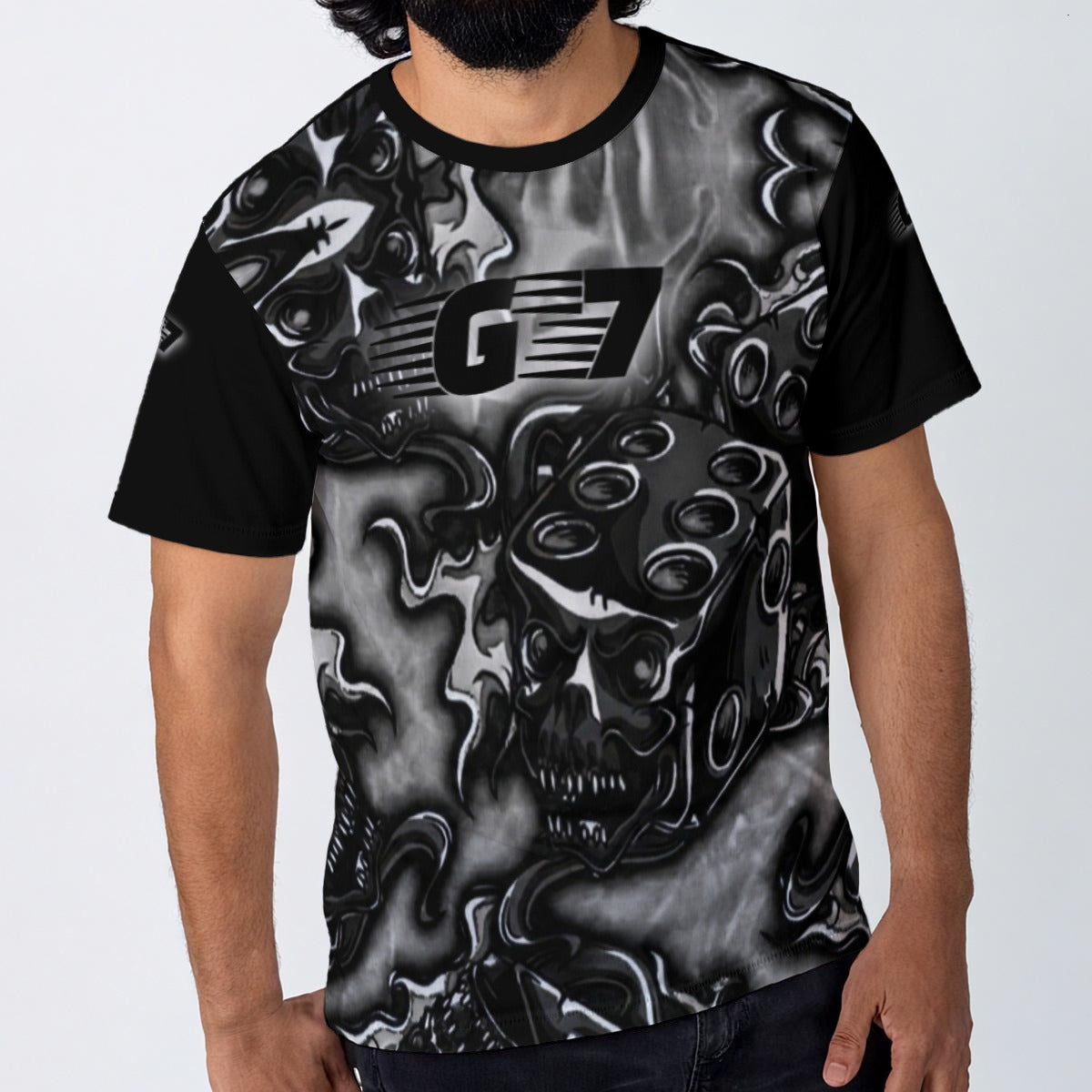 GMOB G7 Men's O-Neck T-Shirt Cotton (Black/Grey) Yoycol