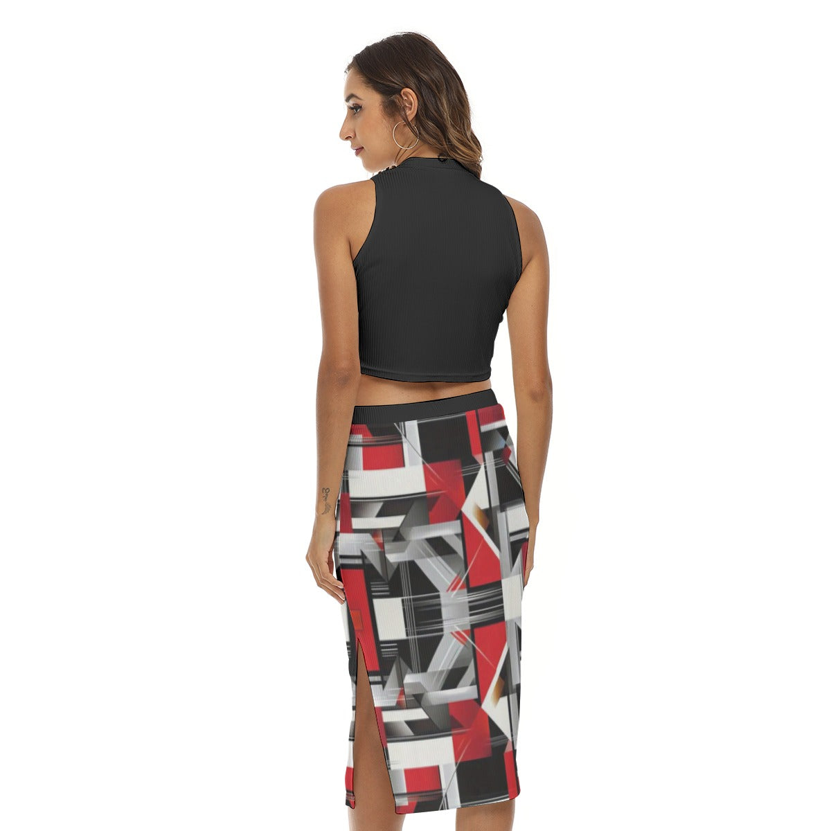 All-Over Print Women's Tank Top & Split High Skirt Set Yoycol