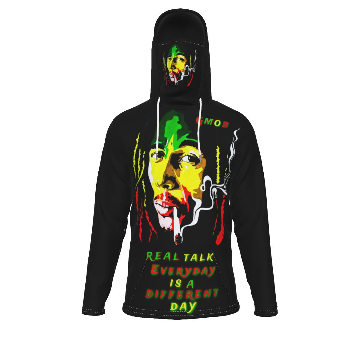 G.M.O.B. Men's (Bob Marley) Pullover Hoodie With Mask Yoycol