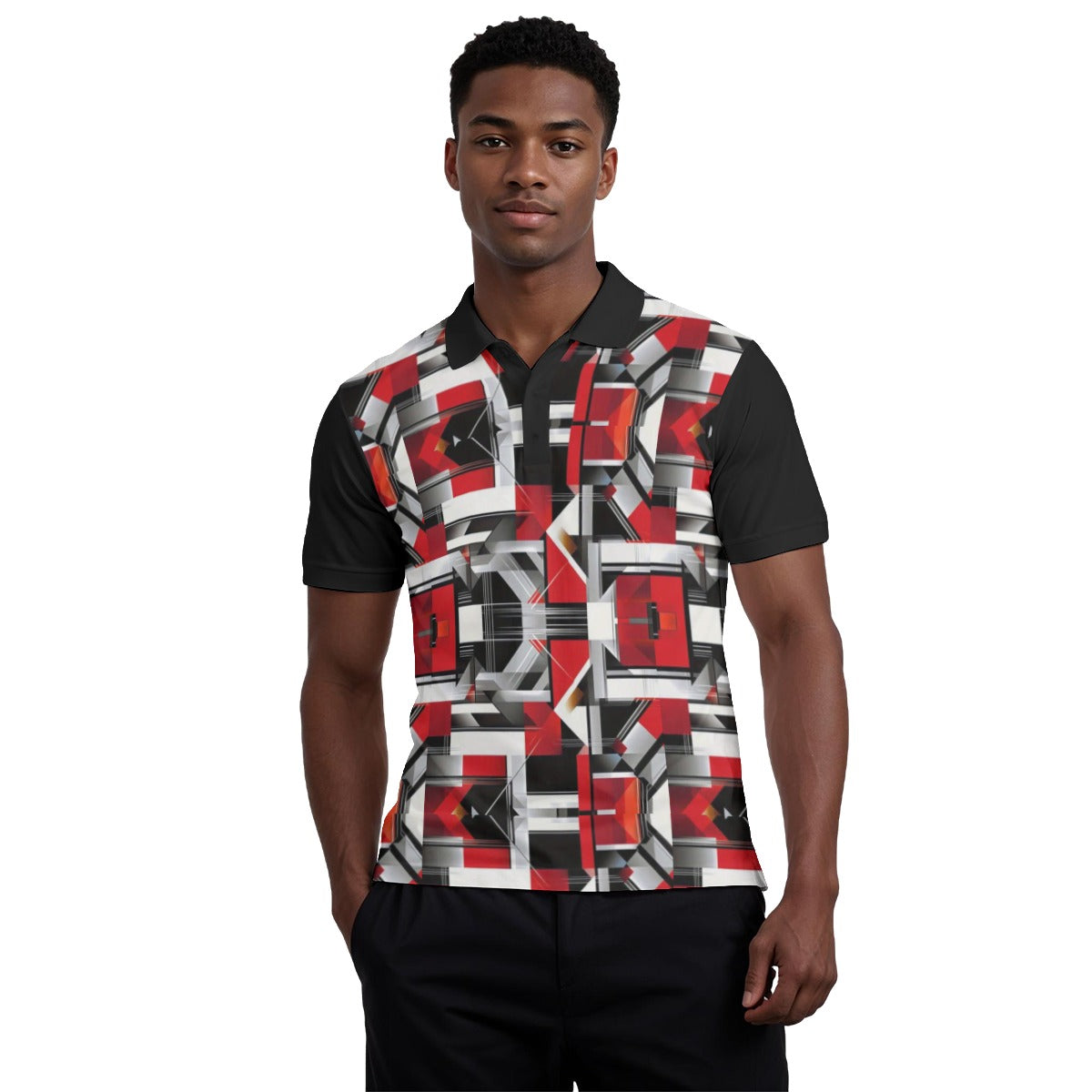 G.M.O.B. (Red/Black/White) Men's Polo Collar Jersey Yoycol