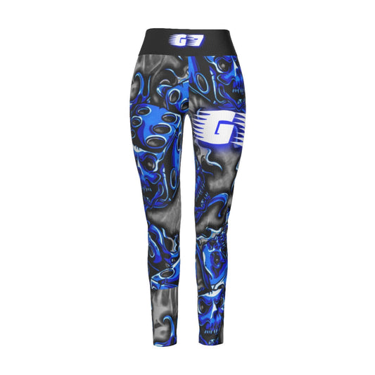 GMOB G7 Women's High Waist Leggings Side Stitch Closure (Blue/Grey/Black) Yoycol