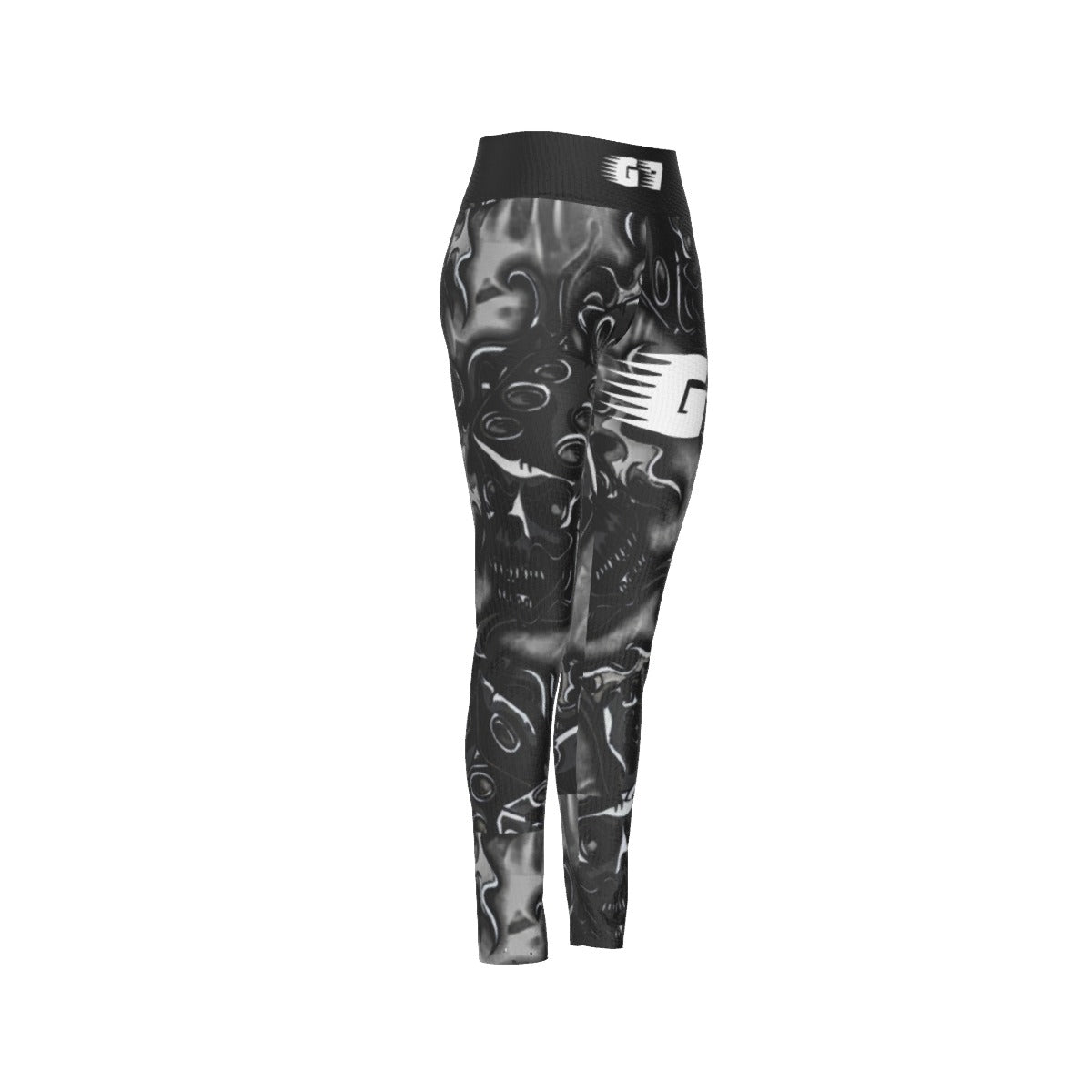 GMOB G7 Women's High Waist Leggings Side Stitch Closure (Black/Grey/White) Yoycol