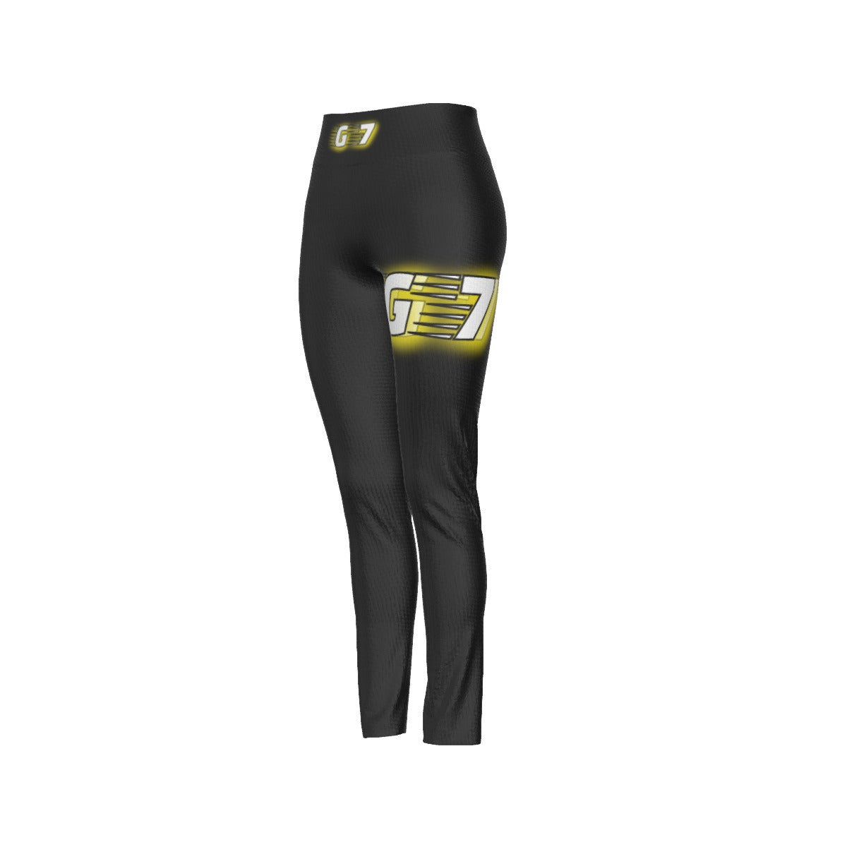 GMOB G7 Women's High Waist Leggings Side Stitch Closure (Black/Yellow/White) Yoycol