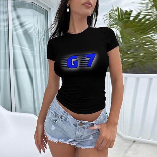 GMOB G7 Women's Slim-Fit T-shirt (Black/Blue) Yoycol