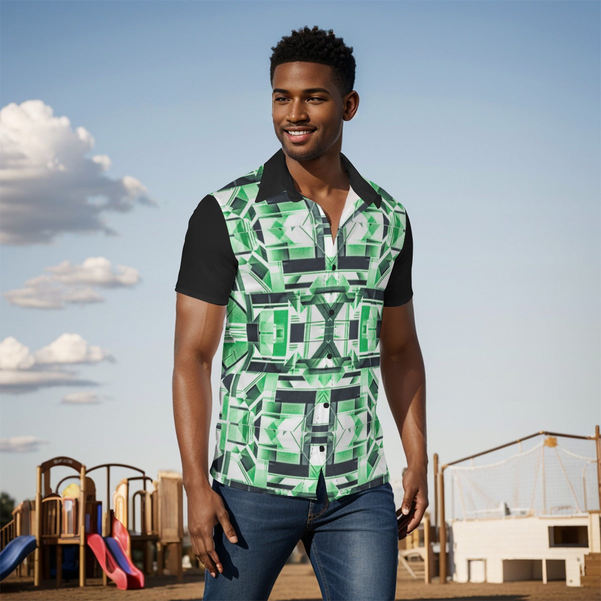 G.M.O.B. (Green/Black/White) Men's Shirt Yoycol