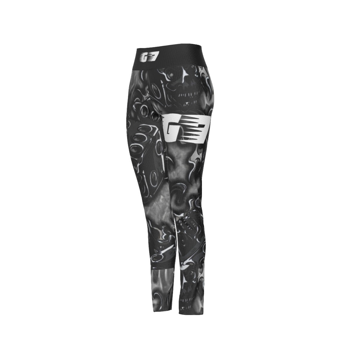 GMOB G7 Women's High Waist Leggings Side Stitch Closure (Black/Grey/White) Yoycol