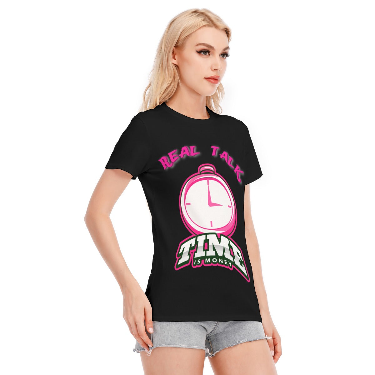 G.M.O.B. Women's Time Check O Neck T-Shirt Yoycol