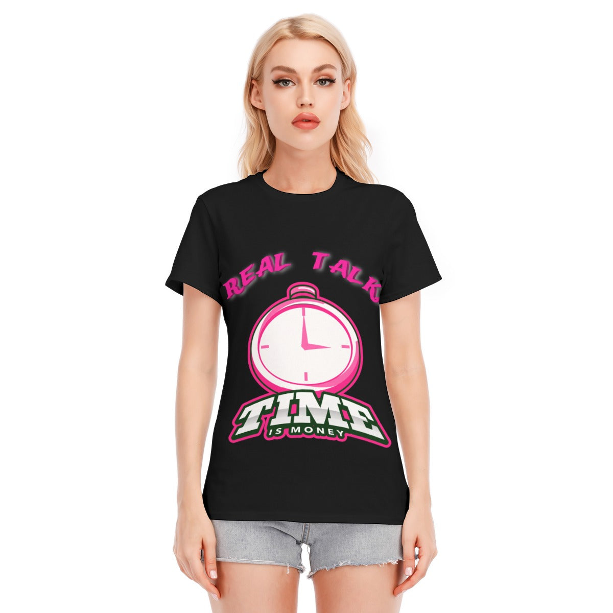 G.M.O.B. Women's Time Check O Neck T-Shirt Yoycol