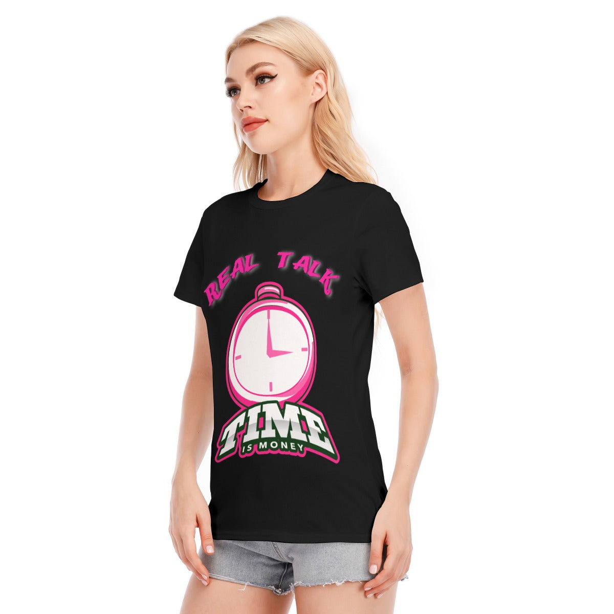 G.M.O.B. Women's Time Check O Neck T-Shirt Yoycol