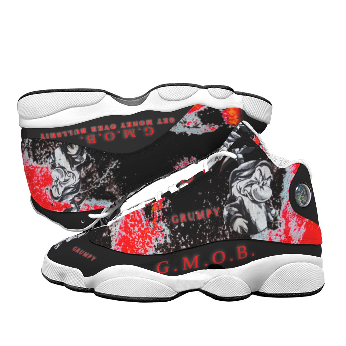 G.M.O.B. Men's Grumpy Curved Basketball Shoes (Black/Red) Yoycol