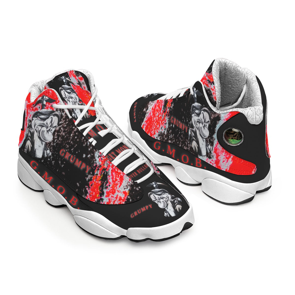 G.M.O.B. Men's Grumpy Curved Basketball Shoes (Black/Red) Yoycol