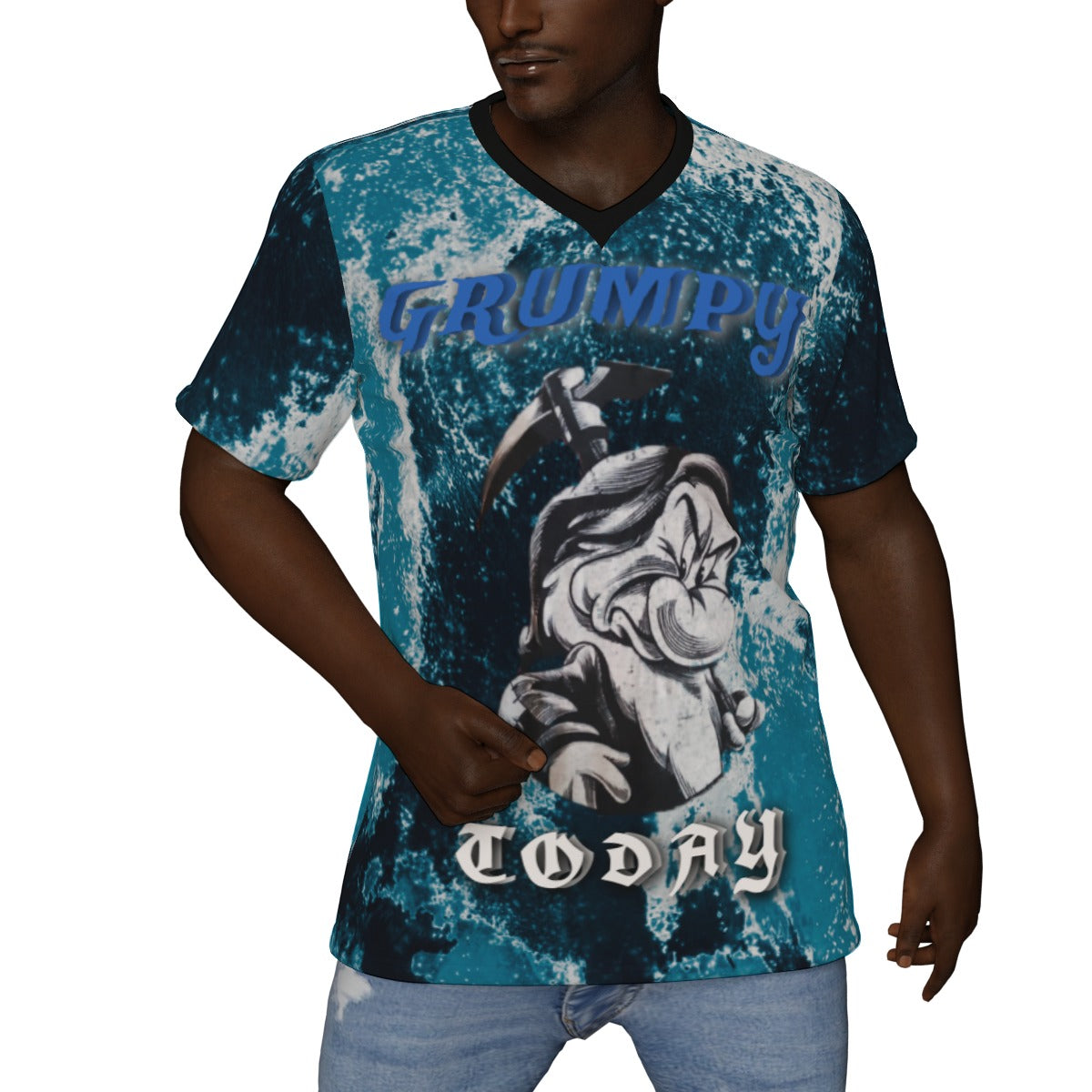 G.M.O.B. Men's Grumpy Blue V-Neck T-Shirt Yoycol