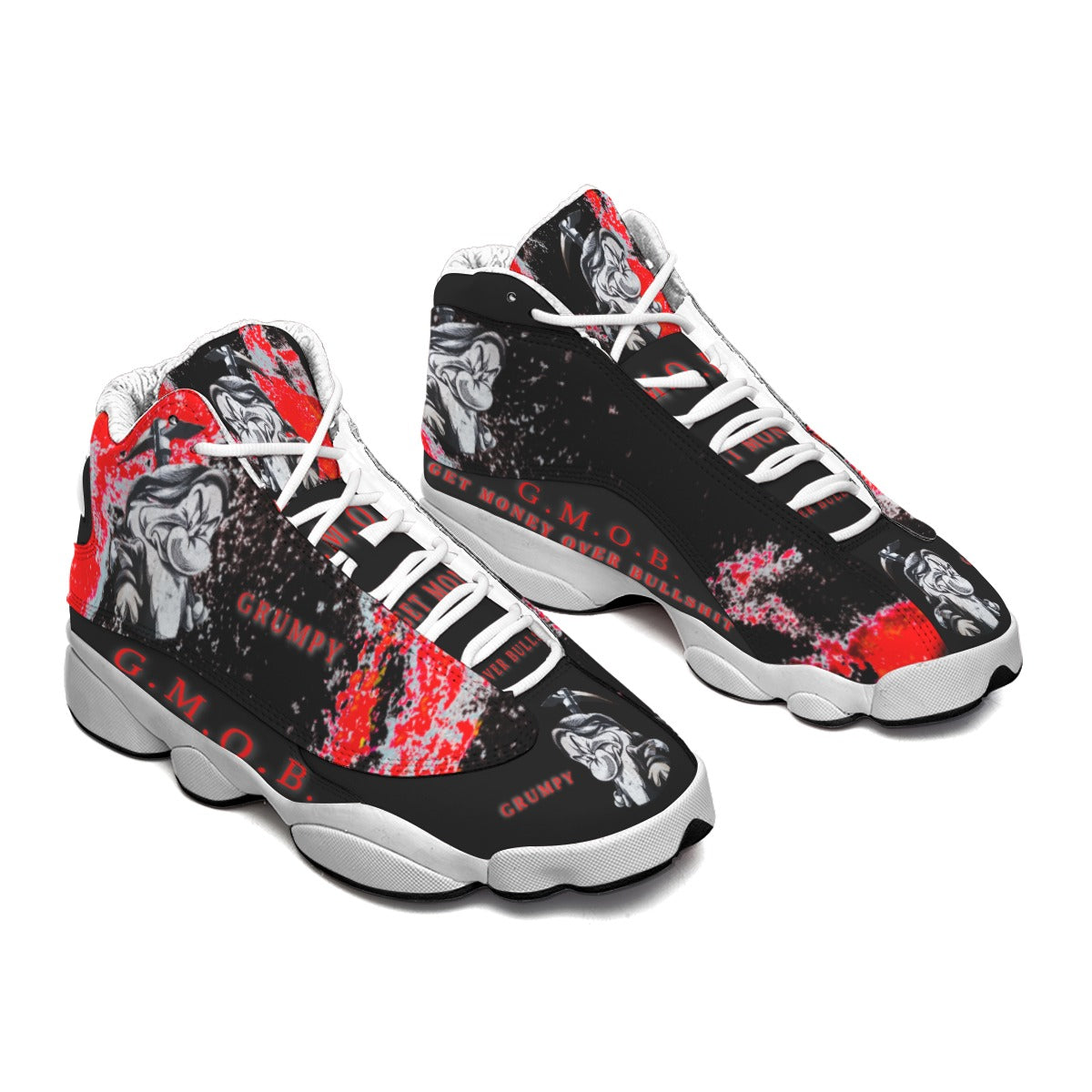 G.M.O.B. Men's Grumpy Curved Basketball Shoes (Black/Red) Yoycol