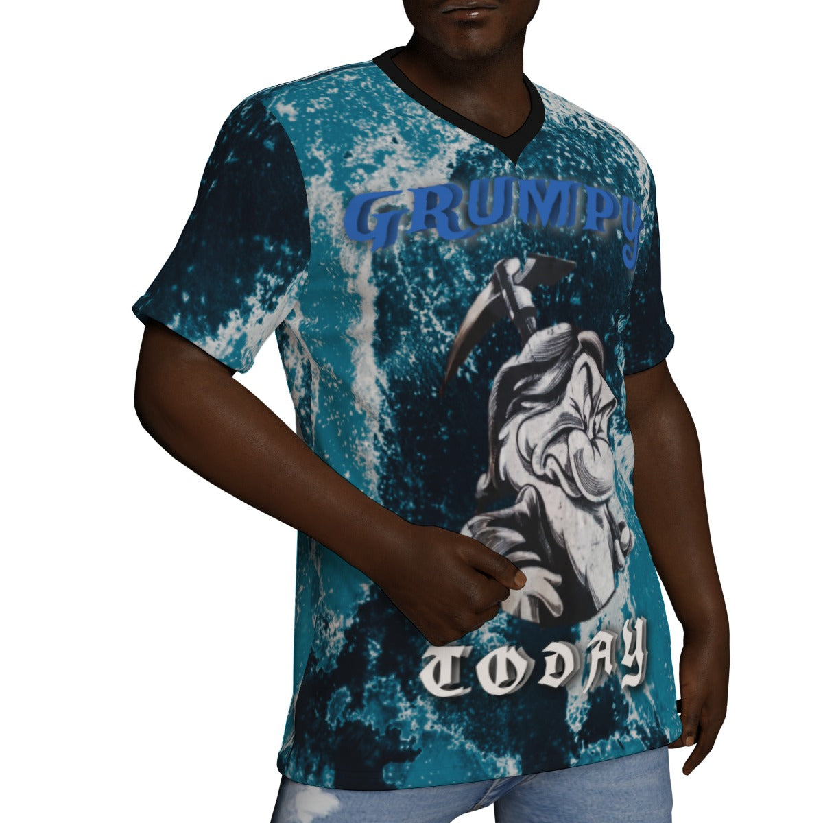 G.M.O.B. Men's Grumpy Blue V-Neck T-Shirt Yoycol