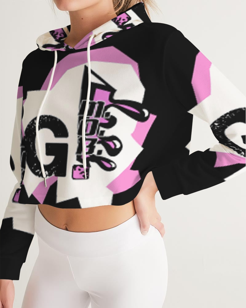 G.M.O.B. Women's Graphics Cropped Hoodie (Pink) G.M.O.B HipHop Clothing