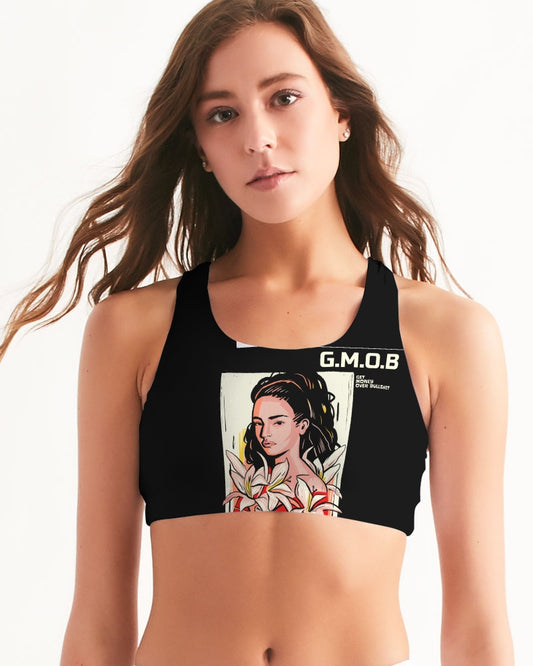 G.M.O.B. Women's Flower Girl Sports Bra G.M.O.B HipHop Clothing