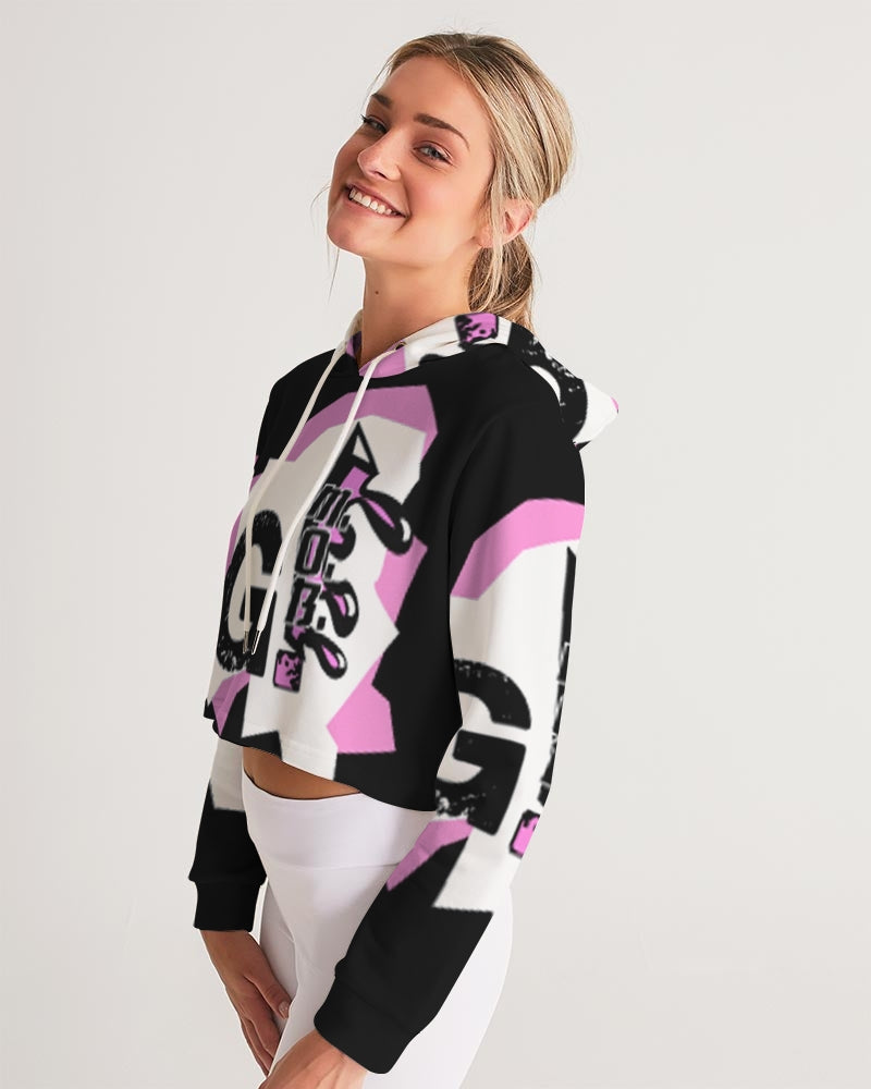 G.M.O.B. Women's Graphics Cropped Hoodie (Pink) G.M.O.B HipHop Clothing