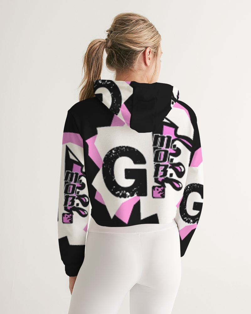 G.M.O.B. Women's Graphics Cropped Hoodie (Pink) G.M.O.B HipHop Clothing