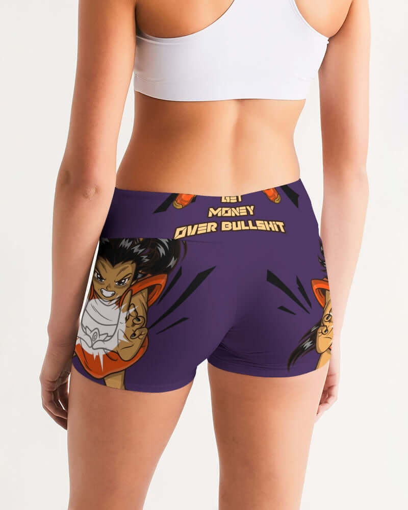 G.M.O.B. Women's Mid-Rise Yoga Shorts G.M.O.B HipHop Clothing