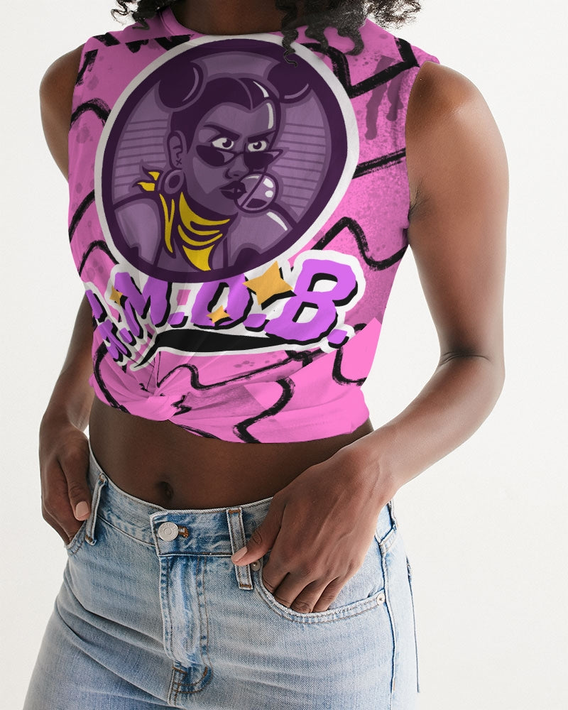 G.M.O.B.  Women's Power Twist-Front Tank G.M.O.B HipHop Clothing