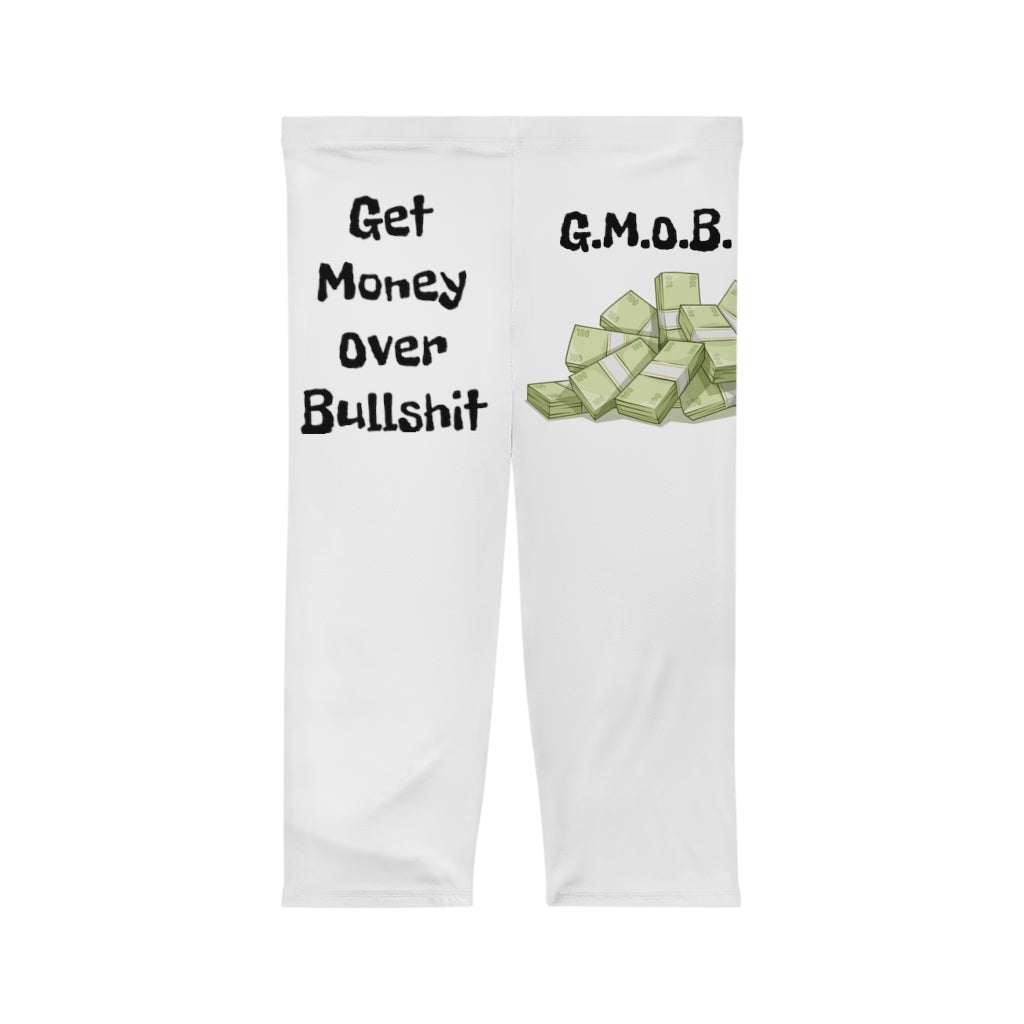 G.M.O.B. Women’s Capri Leggings (White/Black) Printify