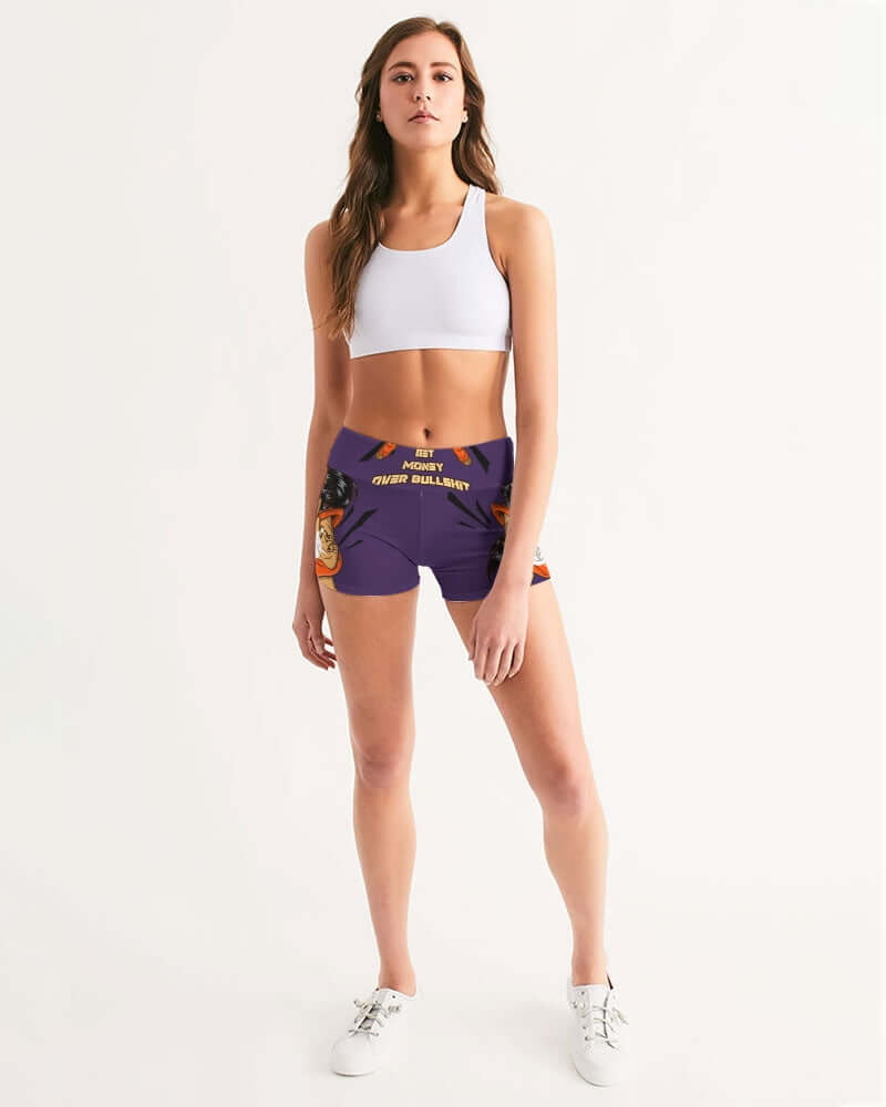 G.M.O.B. Women's Mid-Rise Yoga Shorts G.M.O.B HipHop Clothing