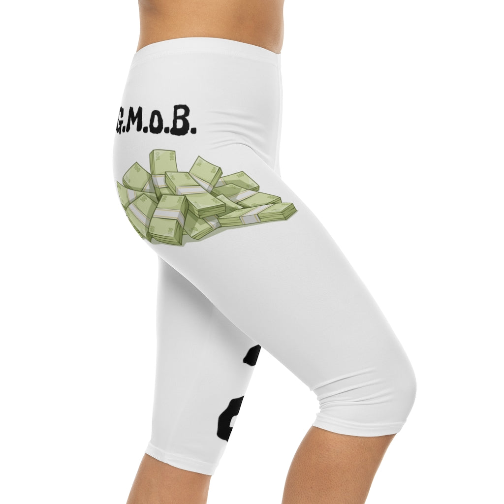 G.M.O.B. Women’s Capri Leggings (White/Black) Printify