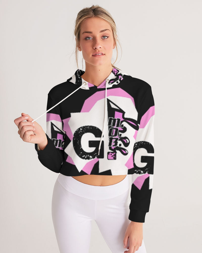 G.M.O.B. Women's Graphics Cropped Hoodie (Pink) G.M.O.B HipHop Clothing